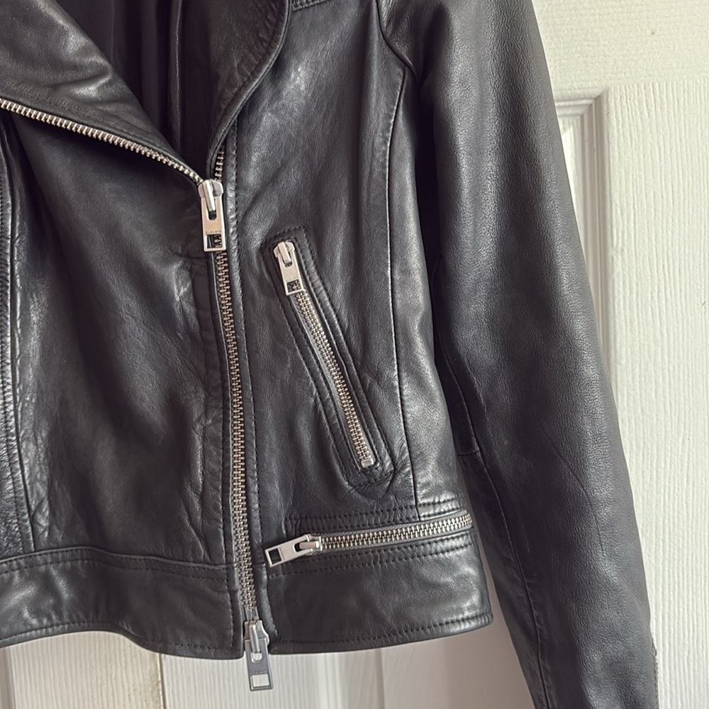 All Saints Conroy Sheep Leather Biker Jacket - Picture 11 of 14